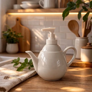 Reutterr Porzelan - Porcelánový dávkovač mydla a saponátu v tvare kanvičky 15 cm