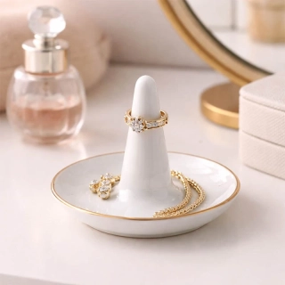 Reutter Porzelan - Porcelánový stojan na prstene so zlatou linkou 8 cm
