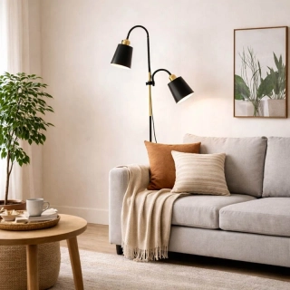 Moderná stojaca podlahová lampa 192 cm 2 × E27 čierna loft
