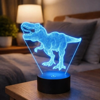 Nočná lampička pre deti Dinosaurus LED 3D RGB s diaľkovým ovládaním