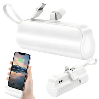 Powerbanka 5000 mAh s Lightning konektorom biela