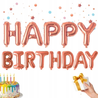 Ružová balónová girlanda HAPPY BIRTHDAY