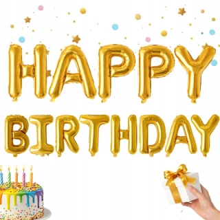 Zlatá balónová girlanda HAPPY BIRTHDAY
