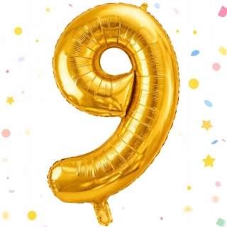 Fóliový balón číslo 9 zlatý 66 cm