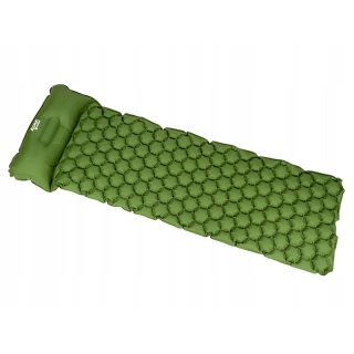 Nafukovacia karimatka na spanie s vankúšom zelená