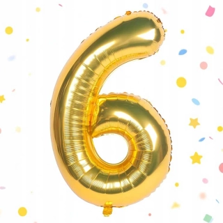 Fóliový balón číslo 6 zlatý 66 cm
