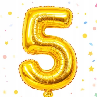 Fóliový balón číslo 5 zlatý 66 cm