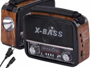 Prenosné retro rádio s MP3 prehrávačom X-BASS hnedé