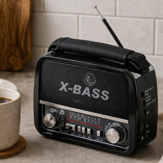 Prenosné retro rádio s MP3 prehrávačom X-BASS čierne