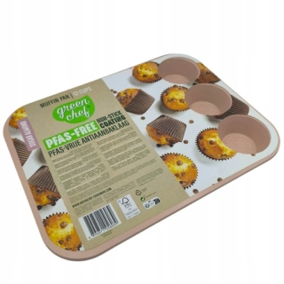 Plechová forma na muffiny 12 otvorov ružová