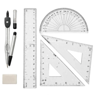 Súprava na na geometriu 7 dielna s kružidlom a pravítkami