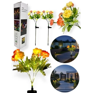 Solárna LED záhradná lampa v tvare kvetov 2 ks
