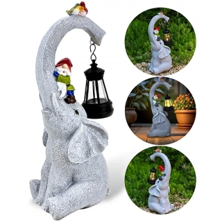 Solárna záhradná lampa Slon s lampášom