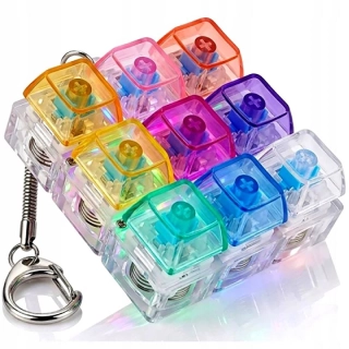 LED antistresový kliker s prepínačmi – fidget kľúčenka RGB