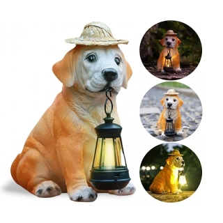 Solárny lampáš Labrador s klobúkom