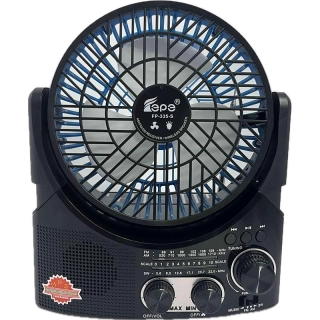 Multifunkčné rádio s ventilátorom a solárnym panelom