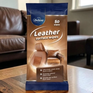 Vlhčené obrúsky na kožu Deluxe Leather – 50 ks