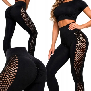 Dámske legíny push up s vysokým pásom L/XL čierne