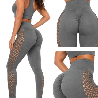 Dámske legíny push up s vysokým pásom L/XL sivé
