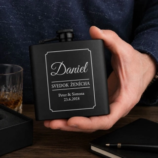 Ploskačka čierna 180ml s gravírovaním textu