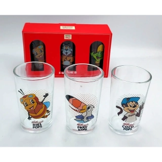 Retro sklenené poháre Kellogg’s – sada 3 ks