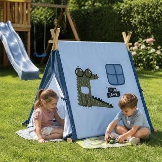 Detský stan teepee s okienkom a dreveným rámom 116 × 106 × 104 cm