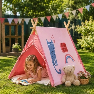 Detský teepee stan ružový 101 × 106 × 106 cm