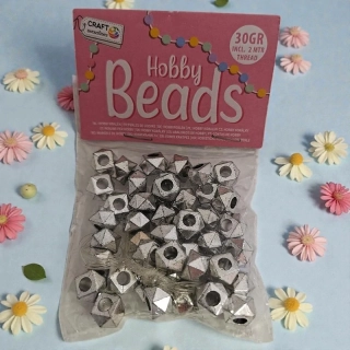 Strieborné hobby korálky geometrické 30 g