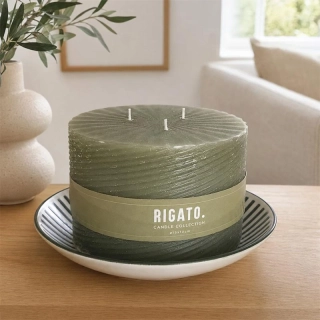 RIGATO dekoratívna trojknotová sviečka v miske 950 g