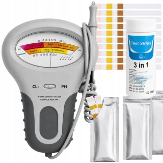 Tester kvality vody pH a chlóru s 100 testovacími pásikmi 3v1