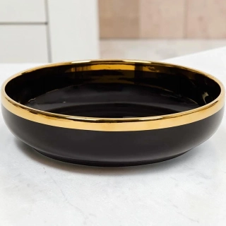 Čierna miska so zlatým okrajom 21 cm