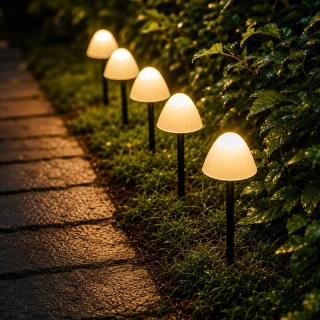 Záhradné LED lampy v tvare húb