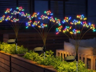 Solárna záhradná LED lampa s efektom ohňostroja – 2 ks