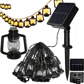 Solárna LED girlanda s 20 lampiónmi 4,85 m