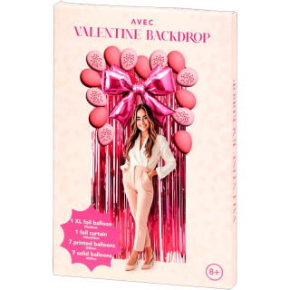 Valentínska balónová dekorácia s XXL mašľou a fotostenou