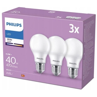 LED žiarovky Philips E27 4,9 W (40 W) – balenie 3 ks