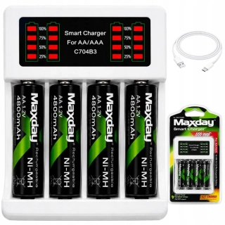 Nabíjačka na AA a AAA batérie Maxday C704B3 + 4ks AA batérií