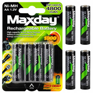 Nabíjateľné batérie AA 4800 mAh – sada 4 ks