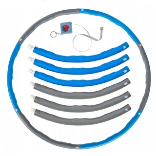 Skladacia masážna hula hoop obruč modro-sivá