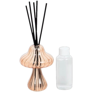 Hríbový tyčinkový difuzér 100 ml – vôňa vanilky a broskyne (jantárové sklo)