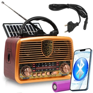 Solárne retro rádio HÖGLER® FM/AM/SW Bluetooth USB microSD