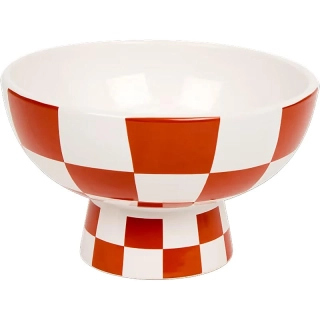 Miska z porcelánu s retro kockovaným vzorom hnedočervenej farby 17 × 10 cm
