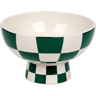Miska z porcelánu s retro kockovaným vzorom zelenej farby 17 × 10 cm