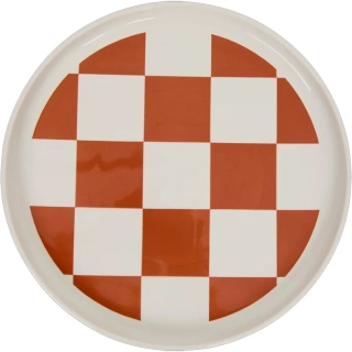 Retro dekoratívny tanier s kockovaným vzorom 28 cm