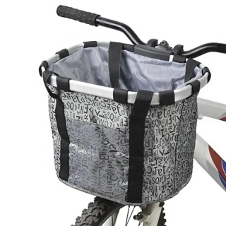 Predný košík na bicykel s rukoväťou sivý