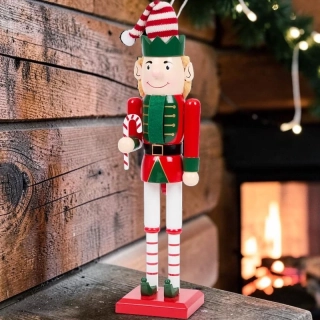 Drevený luskáčik s cukrovou paličkou 25 cm