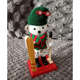 Vianočný luskáčik – Lyžiar medvedík 16 cm