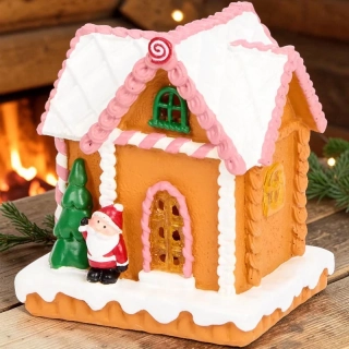 LED vianočný perníkový domček so Santa Clausom