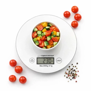 Okrúhla digitálna kuchynská váha Esperanza MANGO White do 5 kg