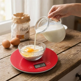 Okrúhla digitálna kuchynská váha Esperanza MANGO Red do 5 kg